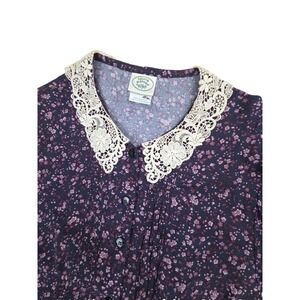 Vtg 80s 90s Laura Ashley Prairie Dress Size 10 Ditsy Floral Lace Collar UK Long